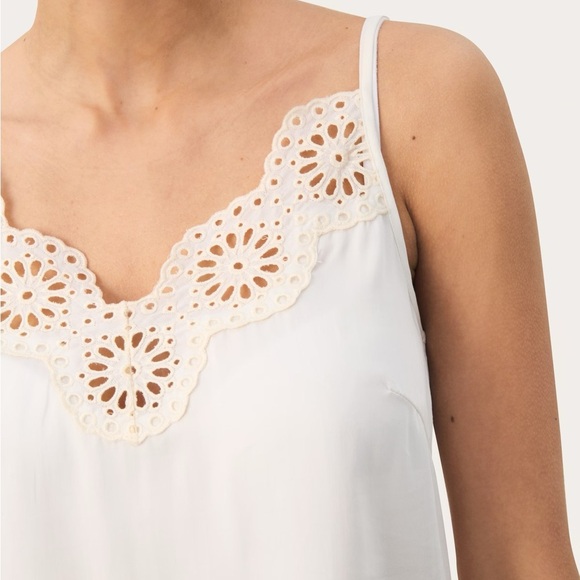 Part Two Elegant White Lace Trim Cami Top - Picture 2 of 6